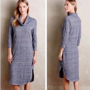 Anthropologie Saturday Sunday‎ Blue Chemise Cowl Neck Sweater Dress XS